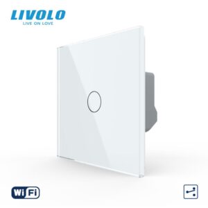 Intrerupator tactil simplu WiFi, cap / scara / cruce, cu panou sticla