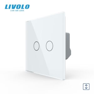 Intrerupator dublu tactil, control draperie, cu panou sticla, Generatia Noua