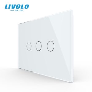 Intrerupator triplu, standard italian, cu panou sticla, 3M