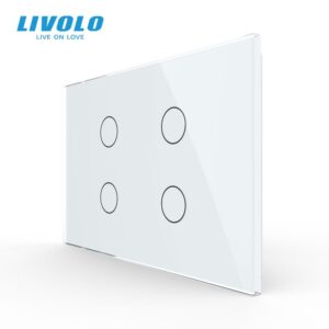 Intrerupator cvadruplu, standard italian, cu panou sticla, 3M