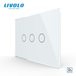 Intrerupator triplu, standard italian, control telecomanda RF, cu panou sticla, 3M