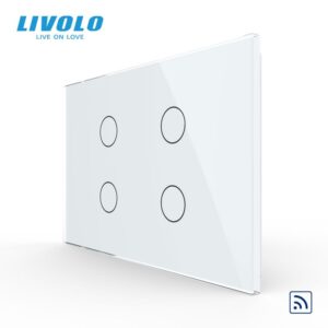 Intrerupator cvadruplu, standard italian, control telecomanda RF, cu panou sticla, 3M