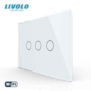 Intrerupator triplu, standard italian, conexiune WiFi, cu panou sticla, 3M