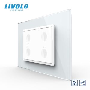 Intrerupator cvadruplu tactil, control telecomanda RF, cap scara / cap cruce, standard italian, cu rama sticla, 3M