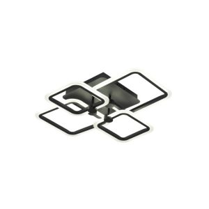 LUSTRA LED PATRATA NEAGRA 80W CU 4 BRATE 3 CULORI+IR